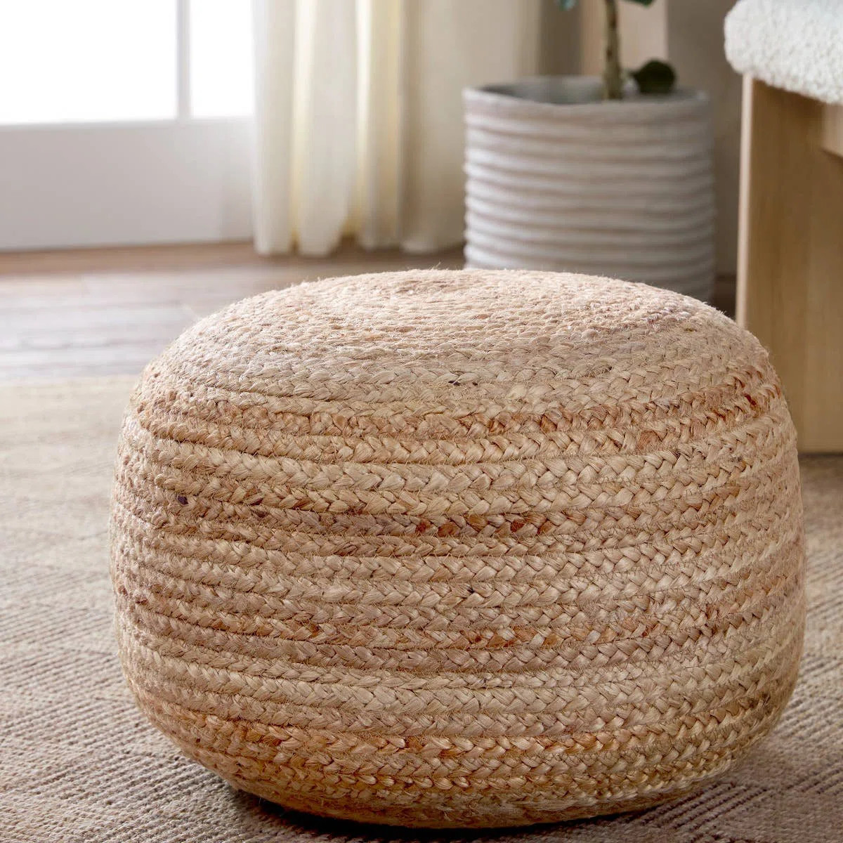 Teele 18" Wide Round Pouf Ottoman | Birch Lane