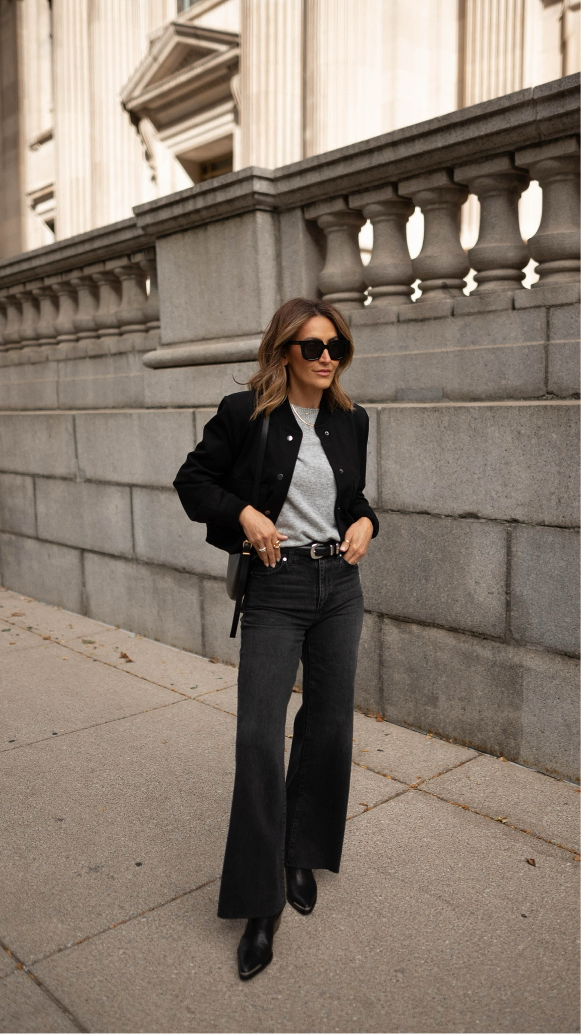 This outfit accomplishes the ultimate goal: It combines cozy pieces with more elevated picks! I plan on living in these raw hem jeans throughout the fall and winter and love that they feature a soft stretch fit. I styled them here with a crewneck pullover, black bomber jacket, and western booties. The outcome? A seasonally appropriate day-to-night look 🍂 Sizing: Size 25 in the jeans, small in the top and jacket.

@evereve #everevepartner #everevestyle

#LTKSeasonal #LTKFindsUnder100 #LTKStyleTip