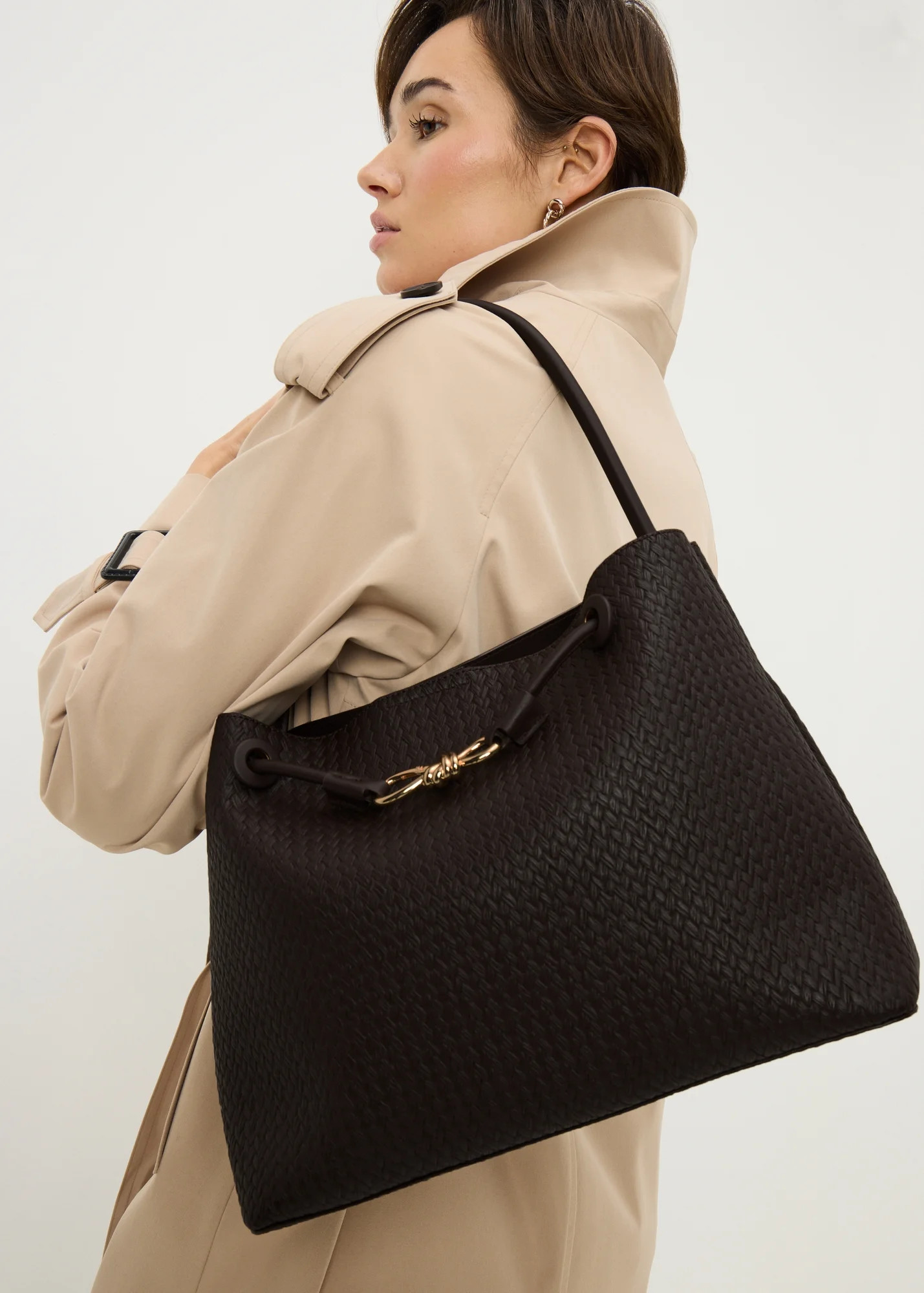 Chocolate Brown Weave Tote Bag | Matalan (UK)