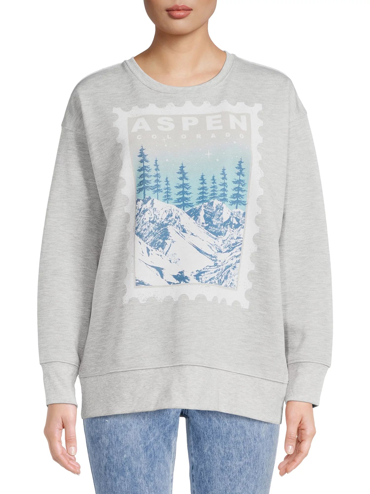 Time and Tru Women’s Scenic Graphic Sweatshirt - Walmart.com | Walmart (US)