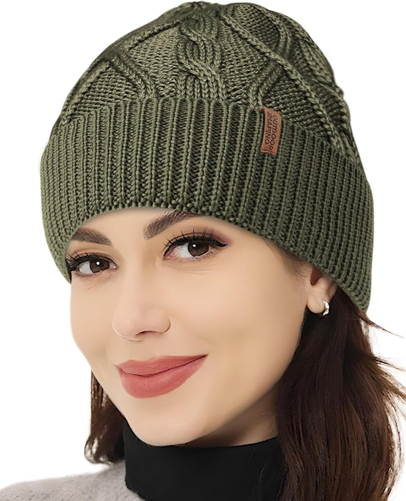 OUTDOOR SHAPING Merino Wool Beanie, Unisex Cable Knit Hat, Daily Rib Cuff Beanie, Warm Winter Cap | Amazon (US)