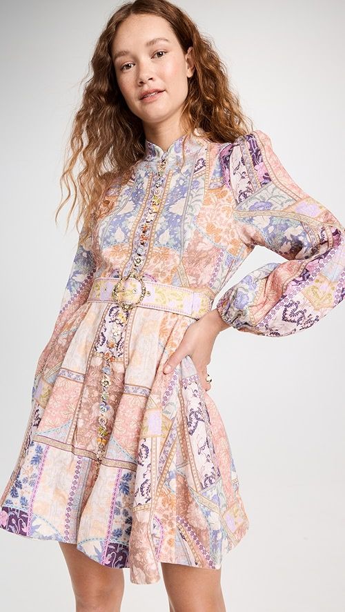 Zimmermann Kaleidoscope Buttoned Mini Dress | SHOPBOP | Shopbop