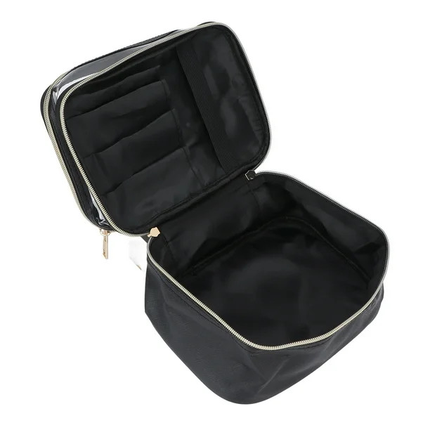 Makeup Cosmetic Bag, Black PVC Transparent Makeup Bag Multipurpose  For Travel | Walmart (US)