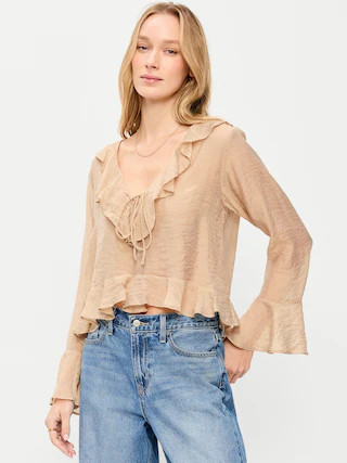 Bell-Sleeve Ruffle Top | Old Navy (US)