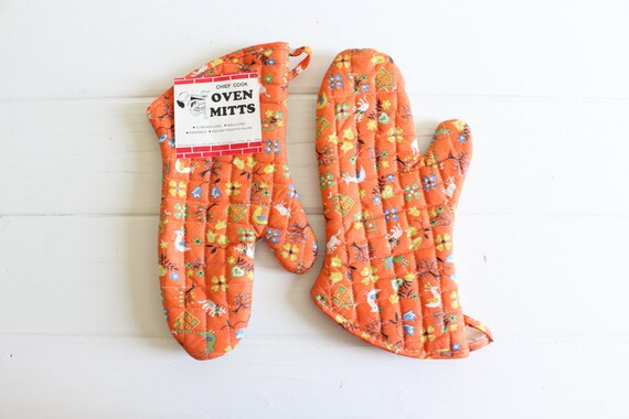 Vintage Orange Oven Mitts Potholders New Old Stock New in | Etsy | Etsy (US)
