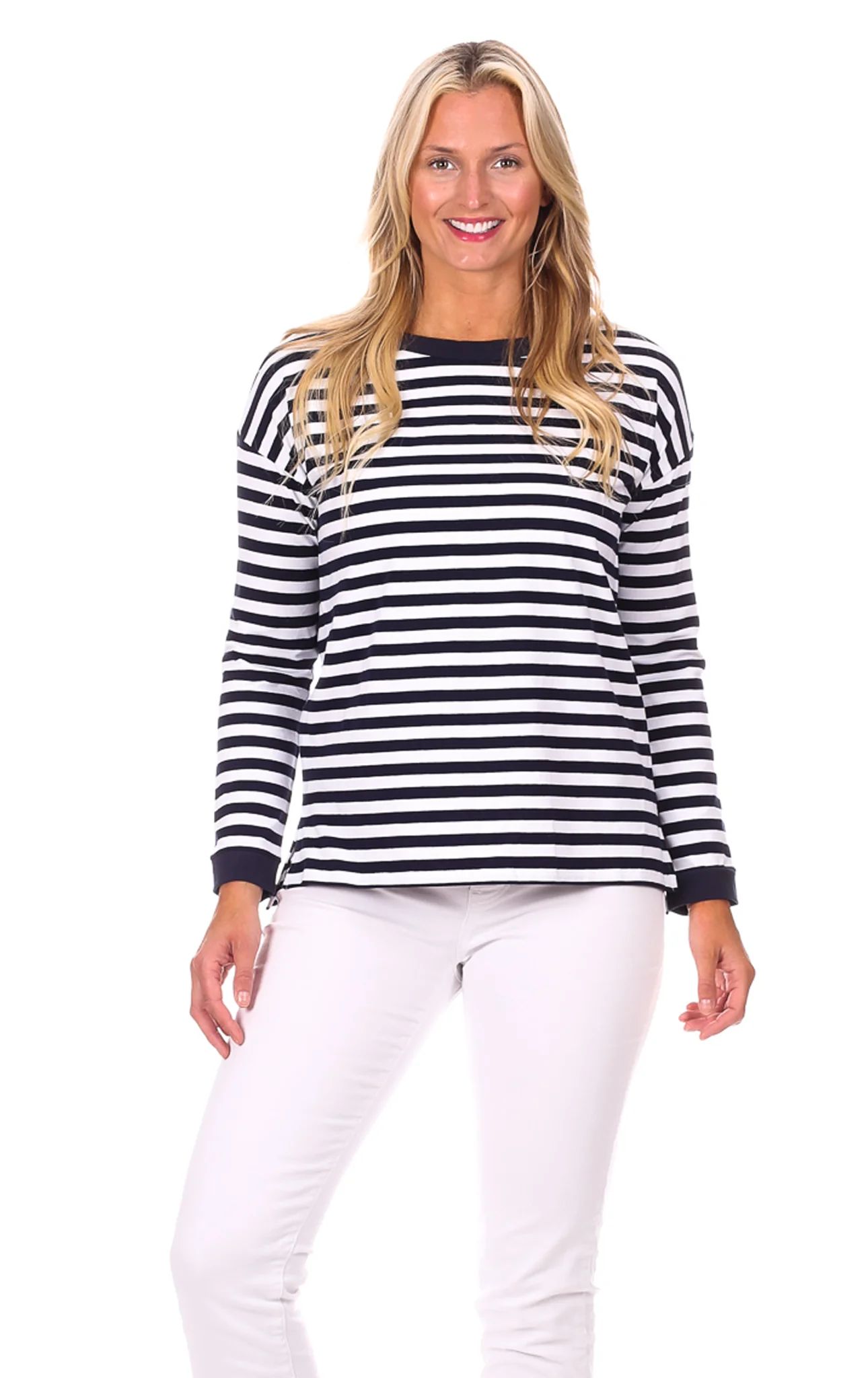Sunset Pullover in Navy Stripe | Duffield Lane