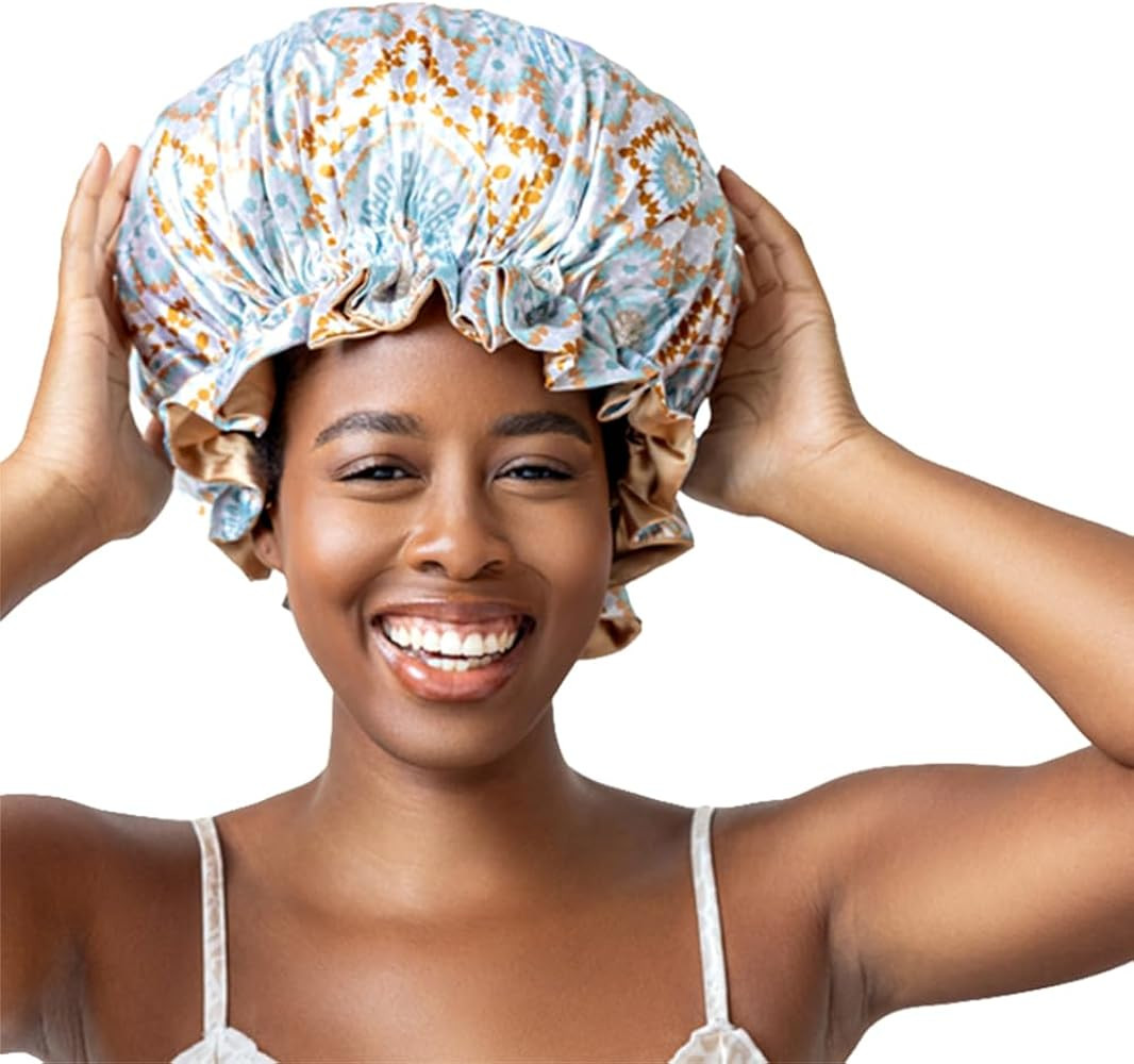 Bounce Curl Reversible Satin Hair Bonnet, Satin Adjustable Band, Frizz-Reducing Night Cap for Wav... | Amazon (US)