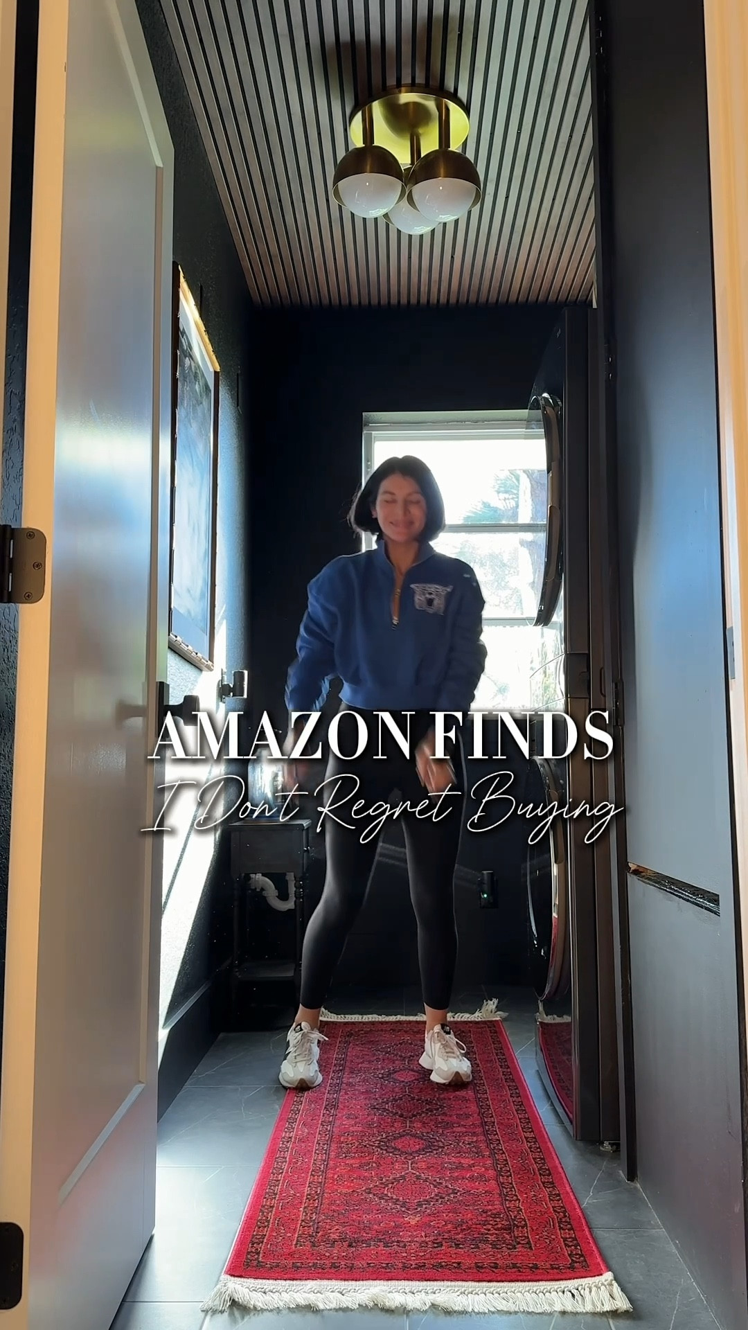 Amazon finds I don’t regret buying- laundry room edition! The wood slat wall panels are amazing! This is the dark walnut. The photos and gold frames are also from Amazon. #meandmrjones 

#LTKFindsUnder100 #LTKHome #LTKFindsUnder50