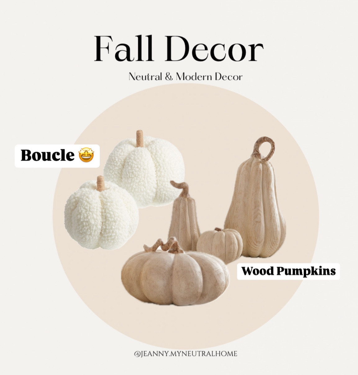 Affordable neutral fall decor. Wood pumpkins and boucle pumpkins.

Seasonal decor / fall decorations, minimalist seasonal decor 

#LTKHome #LTKSeasonal #LTKFindsUnder50