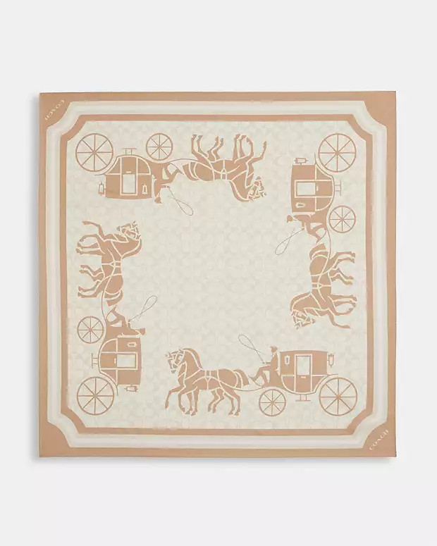 Signature Horse And Carriage Silk Square Scarf | Coach Outlet US