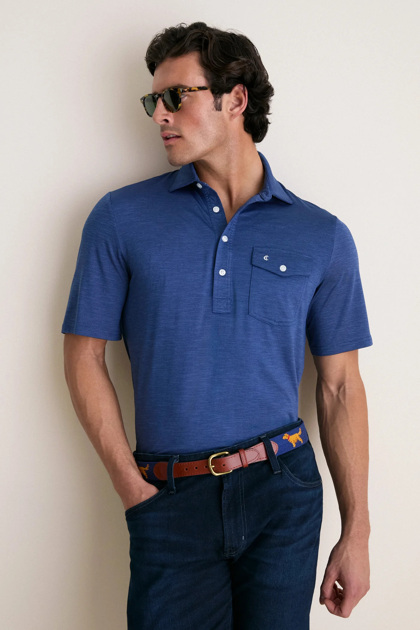 Navy Captain Heather Performance Sport Players Shirt | Tuckernuck (US)