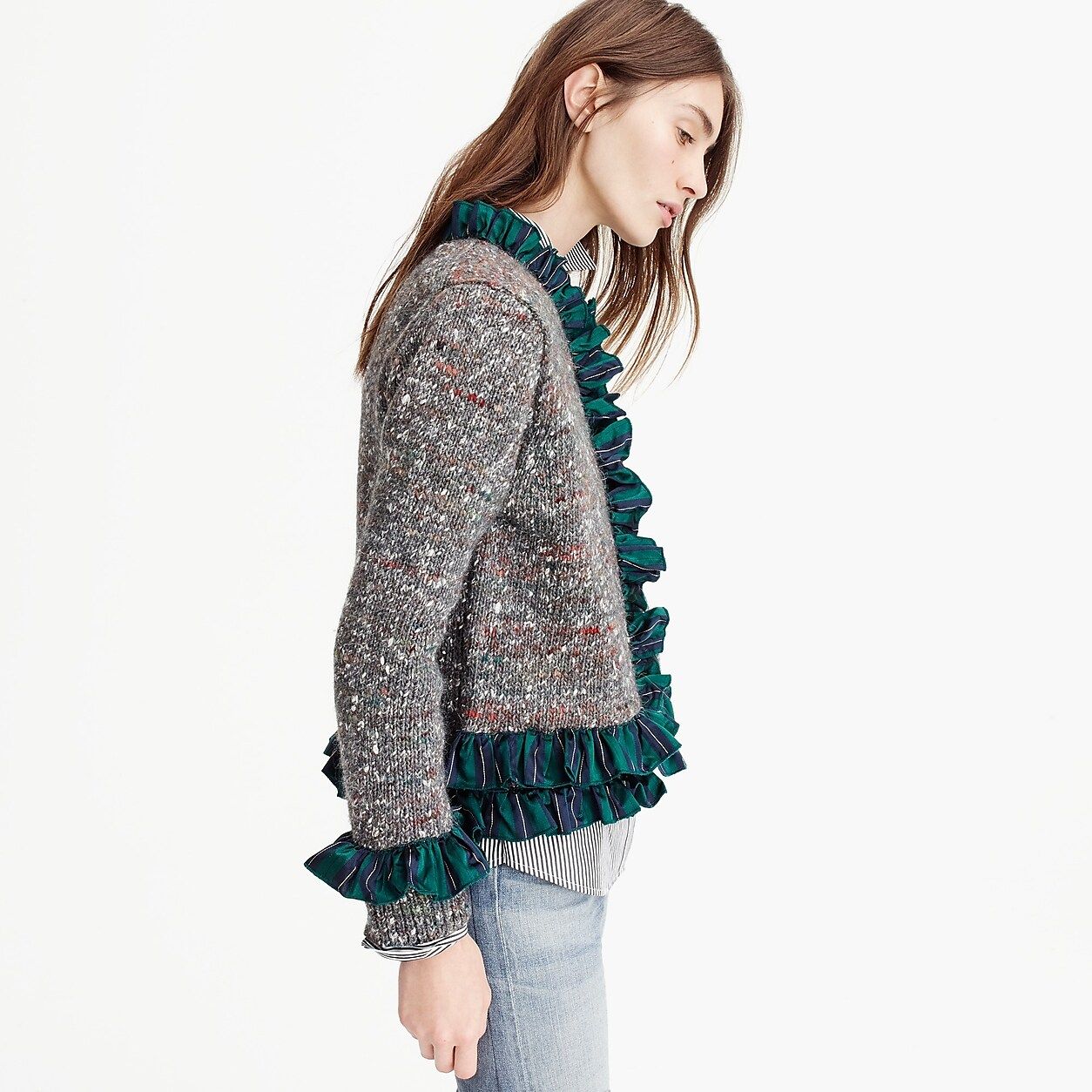 Collection sweater lady jacket with tartan trim | J.Crew US