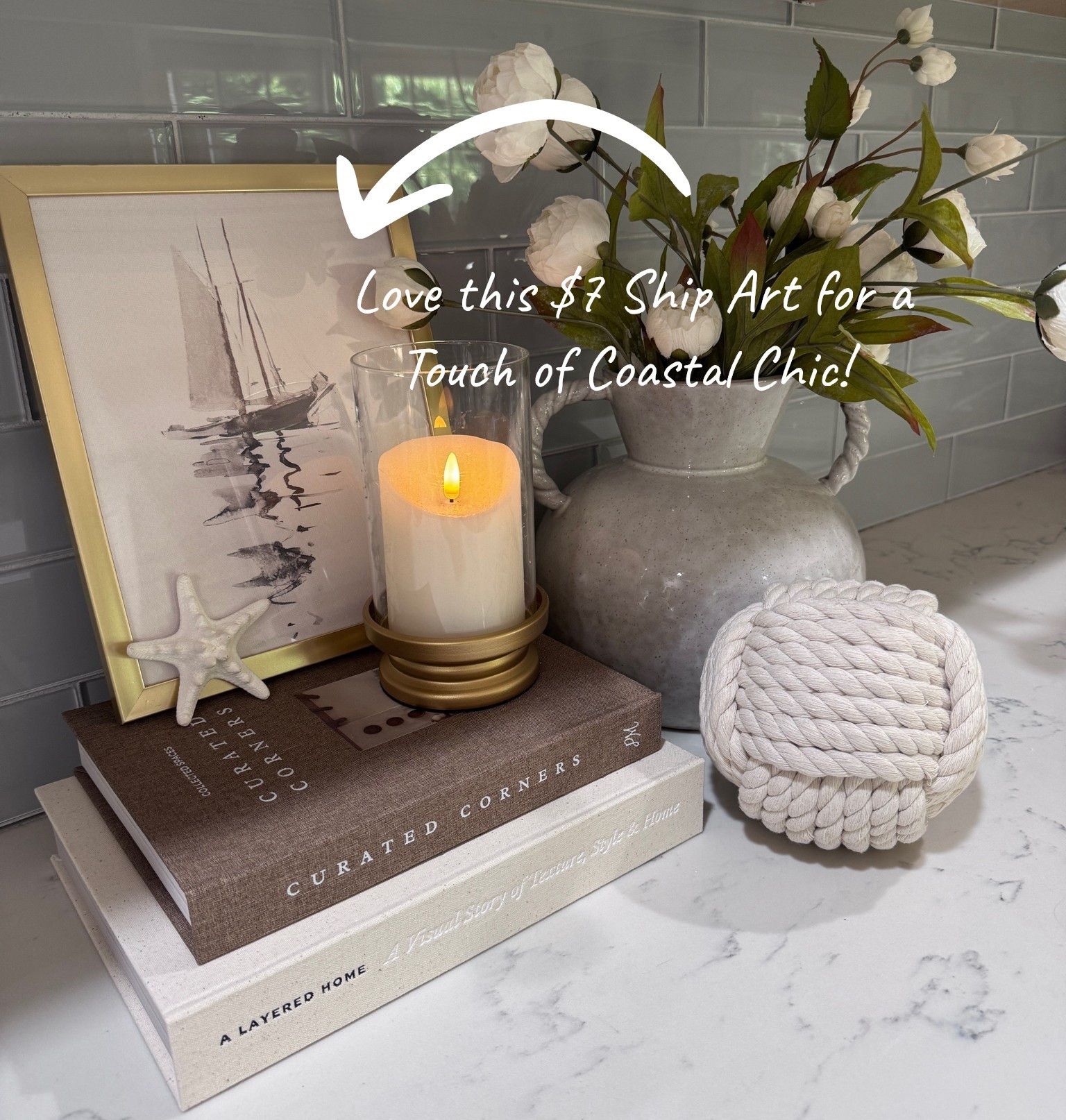 This $7 Ship Art is beautiful, neutral & so classically coastal chic!