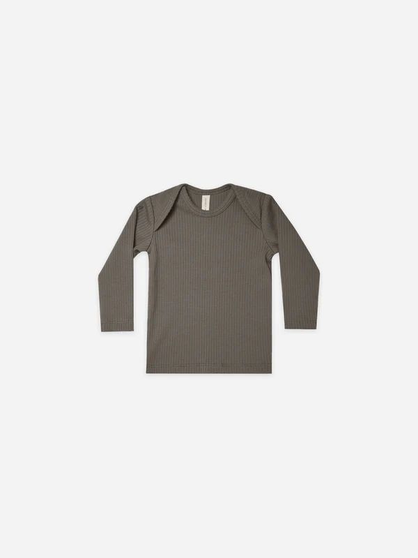 ribbed long sleeve tee | charcoal | Quincy Mae