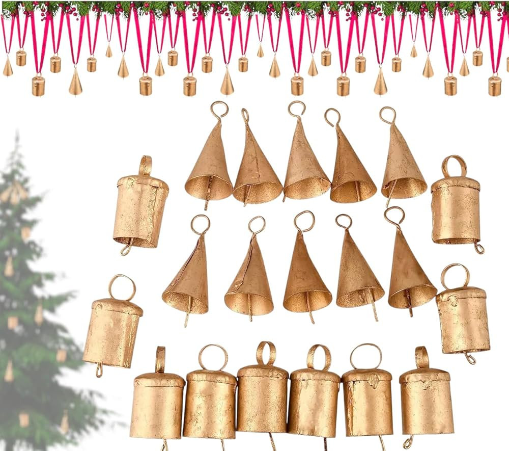Set of 20 Christmas Bells for Decoration - Small Jingle Bells, Witch Bells, and Indian Tin Bells ... | Amazon (US)