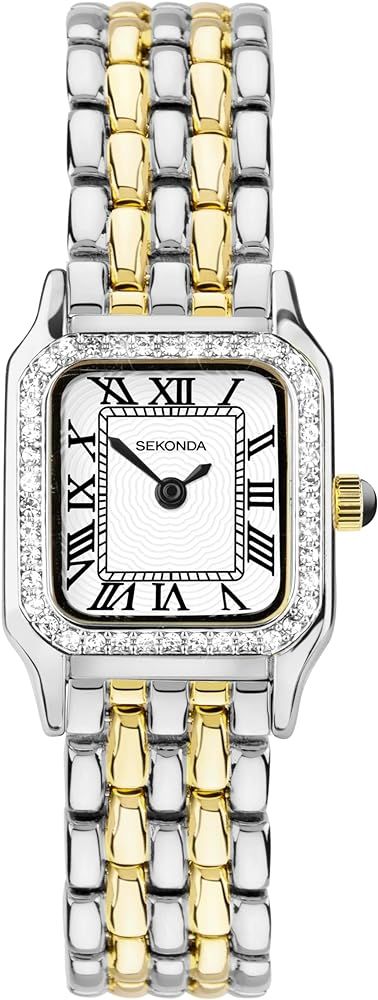 Sekonda Monica Ladies 20mm Quartz Watch in White with Analogue Display, and Two Tone Alloy Strap | Amazon (US)