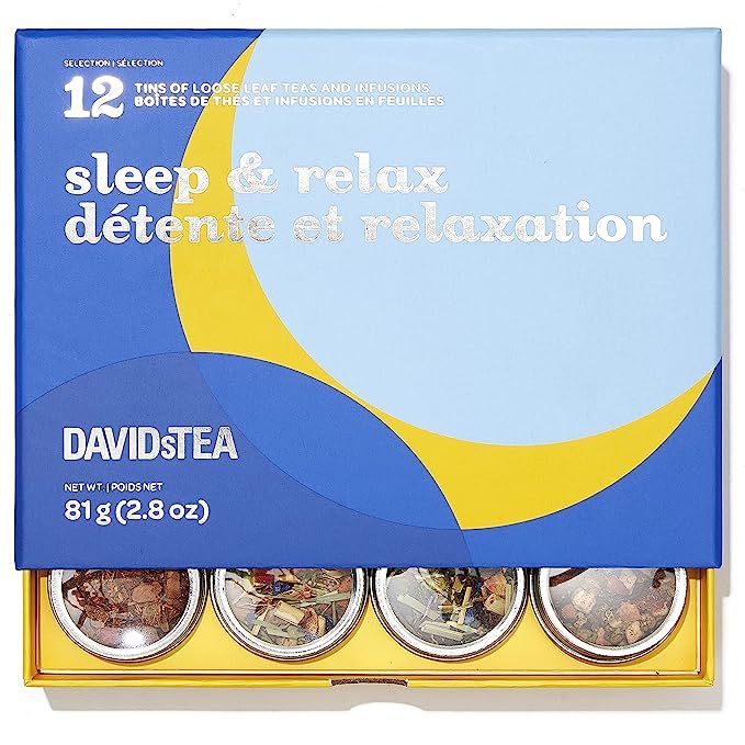 DAVIDsTEA Sleep & Relax Tea Sampler, Loose Leaf Tea Gift Set, Assortment of 12 Relaxing Teas and ... | Amazon (US)