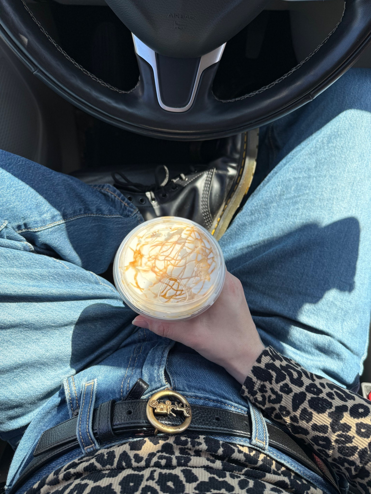 It’s fall ya’ll 🍁🍂 #fall #falloutfit #ootd #leopardprint #drmartens #combatboots #boots #denim #denimoutfit #falltrends #style #carpickup #schoolpick #momoutfits 

#LTKMidsize #LTKFallSale #LTKSeasonal