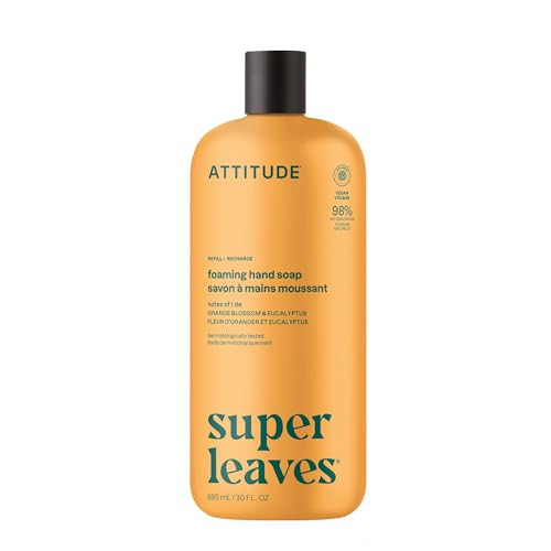 ATTITUDE Foaming Hand Soap Refill, EWG Verified, Natural & Plant-Based Hand Wash, Gentle & Moisturizing, Vegan, Orange Blossom & Eucalyptus​ Scent, 30 Fl Oz | Amazon (US)