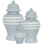 Light Gray Striped Ginger Jars | Lo Home by Lauren Haskell Designs