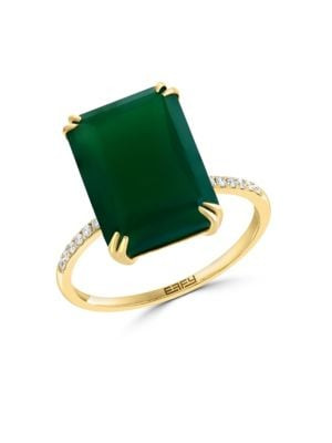 Effy 14K Yellow Gold, Onyx &amp; Diamond RIng on SALE | Saks OFF 5TH | Saks Fifth Avenue OFF 5TH