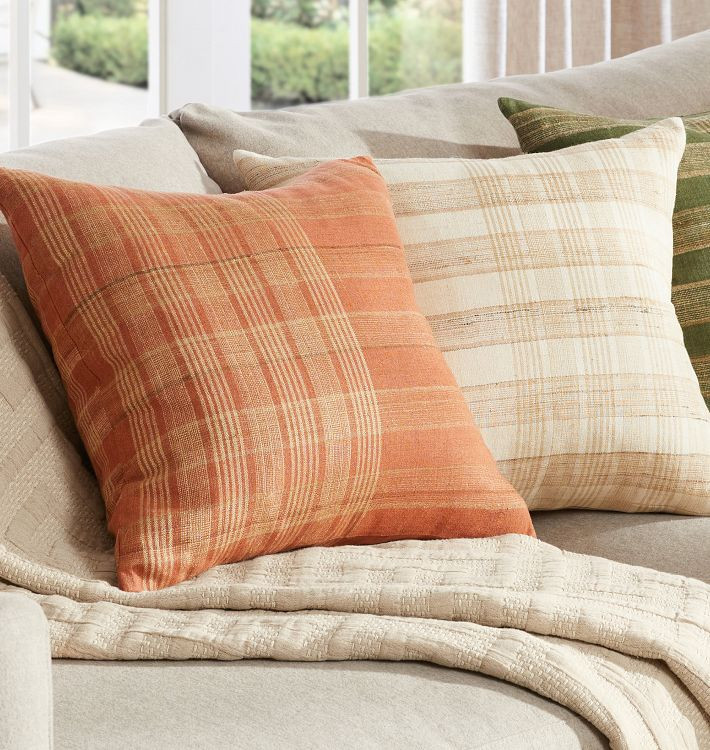 Plaid Striped Silk Pillow Cover | Rejuvenation