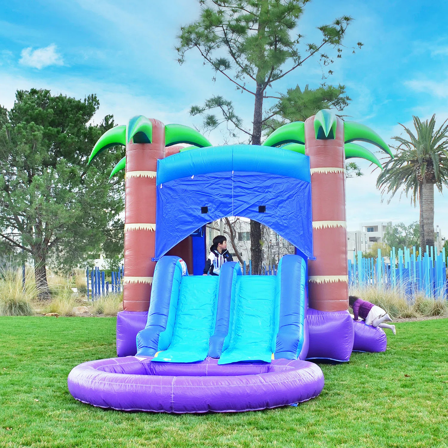 HeroKiddo Enchanted Forest Commercial Grade Bounce House Water Slide (with Blower and Pool) | Wayfair North America