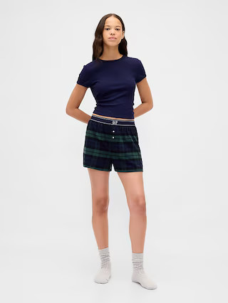 Logo Flannel Boxer Shorts | Gap (CA)