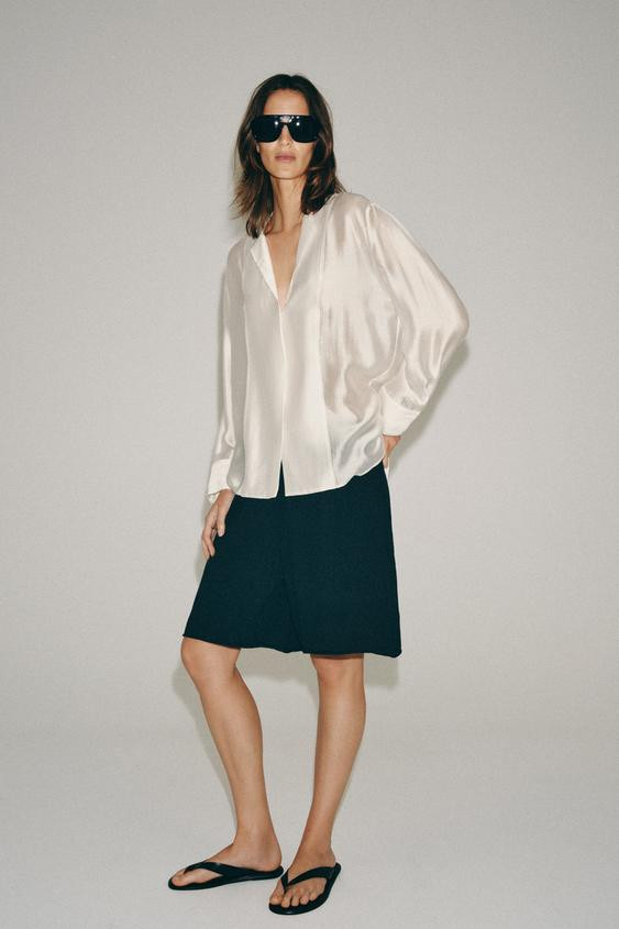 Zara Collection Flowing Shirt In Brown - Xs - Woman | Zara UK
