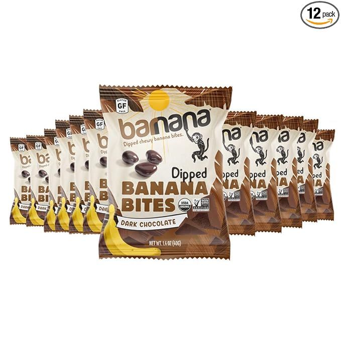 Organic Dark Chocolate Chewy Banana Bites - 1.4 Ounce (12 Count) - Delicious Barnana Coated Potas... | Amazon (US)