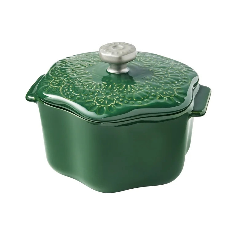 The Pioneer Woman Stoneware 2 Cup Snowflake Cocotte with Lid, Green | Walmart (US)