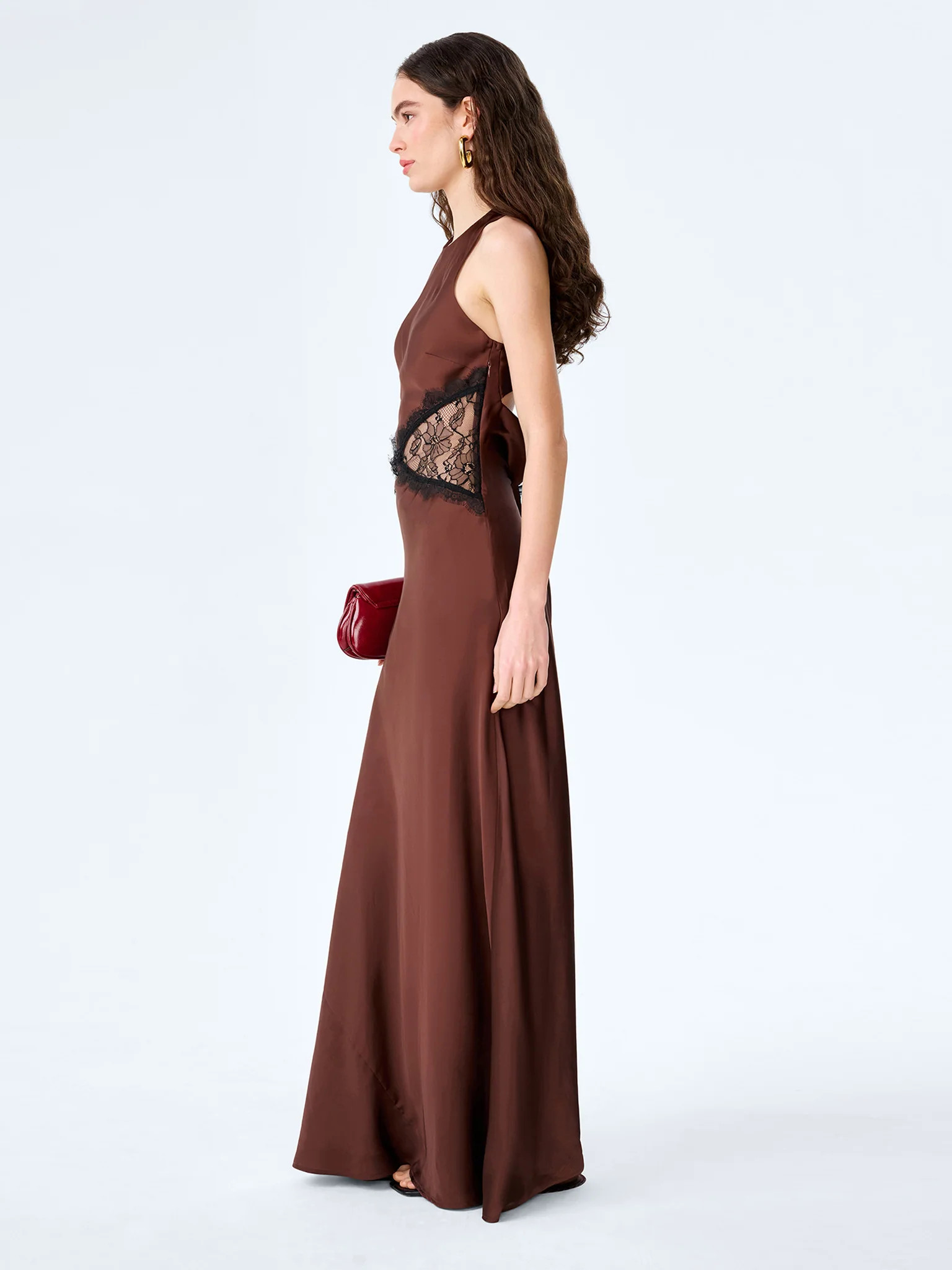 Andrea Dress in Chocolate / Black Lace | OMNES UK