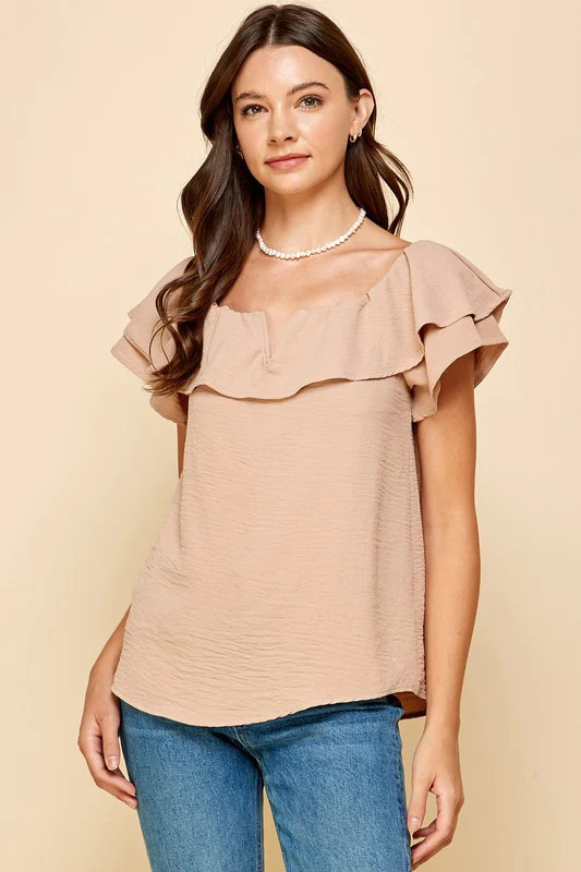Mocha Off Shoulder Top | Peppered with leopard