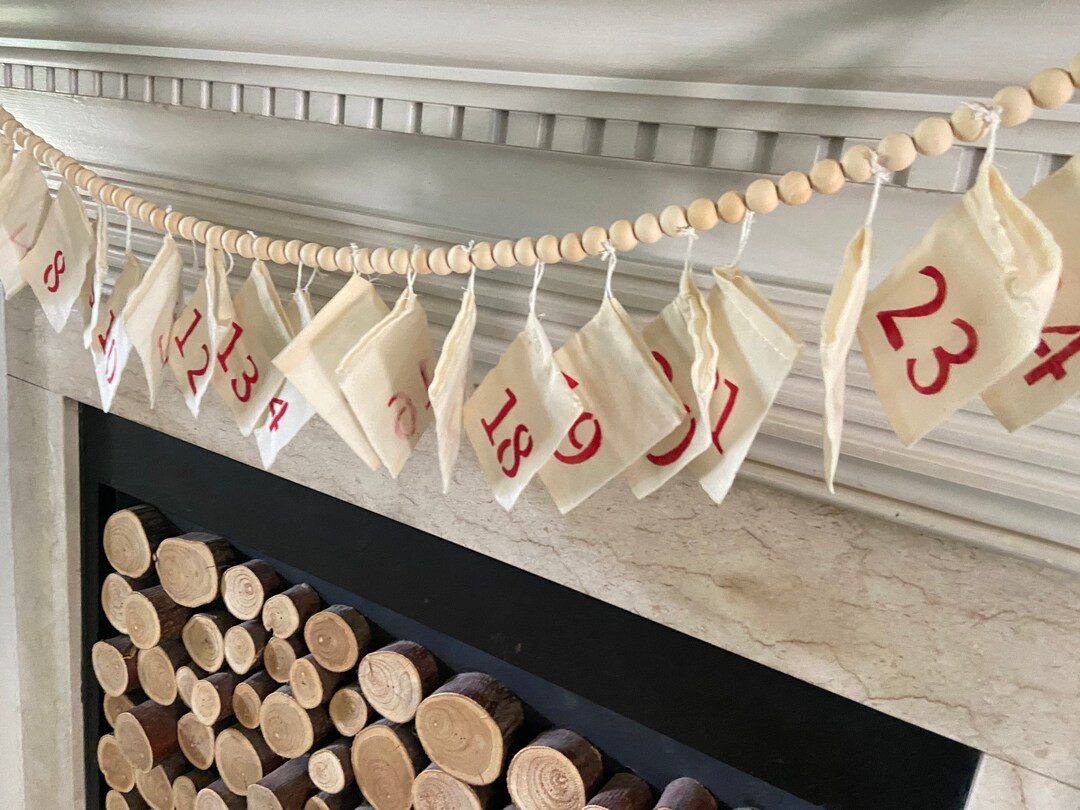 Christmas Garland Christmas Decor Advent Calendar Garland Countdown to Christmas Garland Boho Chr... | Etsy (US)