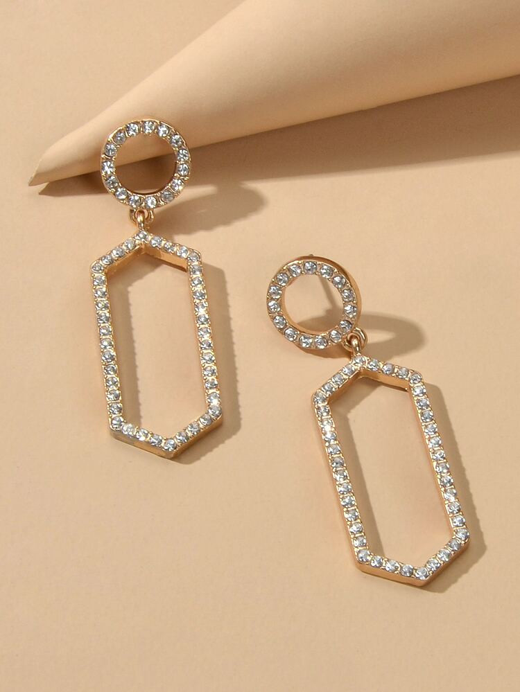 Rhinestone Geo Drop Earrings | SHEIN