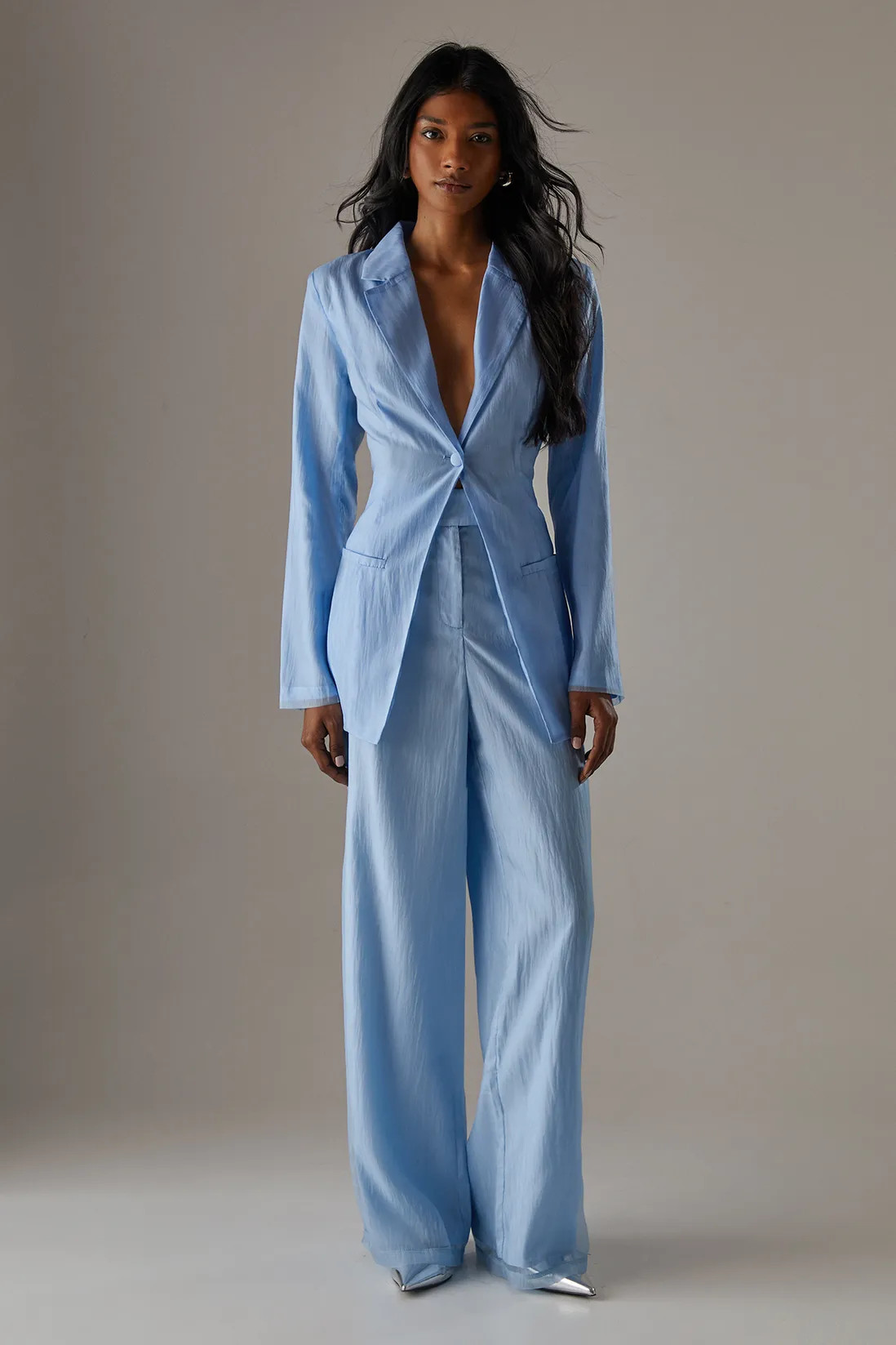 Deconstructed Organza open Back Blazer | Boohoo.com (UK & IE)