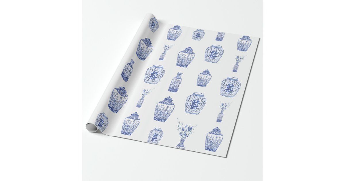 Blue and White Ginger Jar Wrapping Paper | Zazzle.com | Zazzle