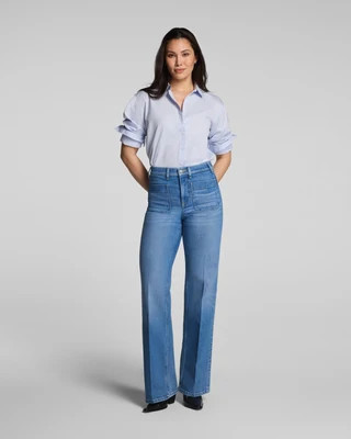 SPANXshape®  Authentic 360 Mid-Rise Easy Flare Jeans with Patch Pockets | Spanx