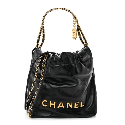 Shiny Calfskin Quilted Mini Chanel 22 Black | FASHIONPHILE (US)