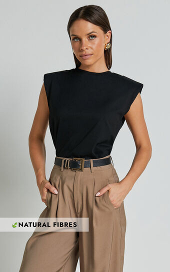 Baylor Tee - Crew Neck Sleeveless in Black | Showpo (ANZ)