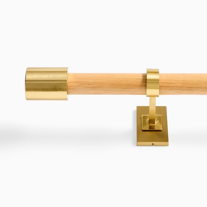 Mid-Century Curtain Rod - Natural Oak/Antique Brass | West Elm (US)