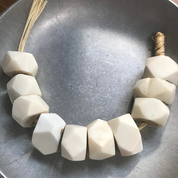 Faceted Edge African Bone Beads White Faceted Bone Beads Big | Etsy | Etsy (US)