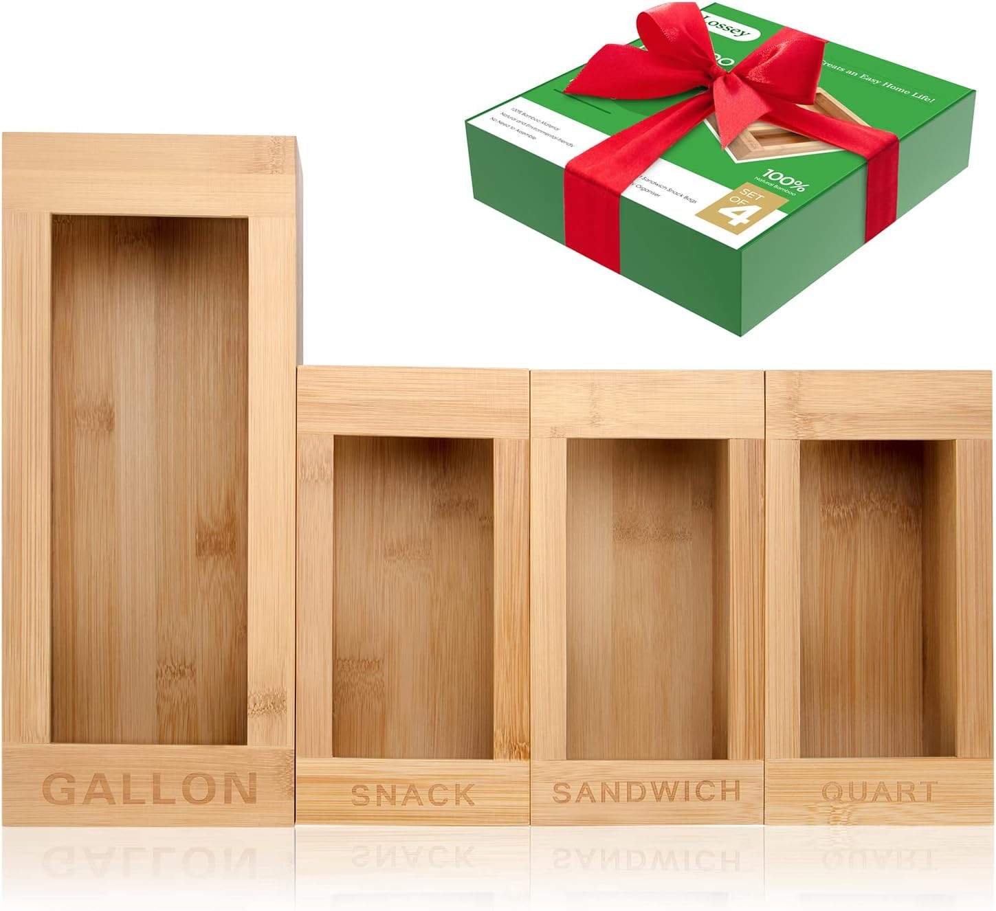 Lossey Ziplock Bag Storage Organizer for Drawer, Bamboo Ziploc Food Bag Organizer, Plastic Bag Co... | Amazon (US)