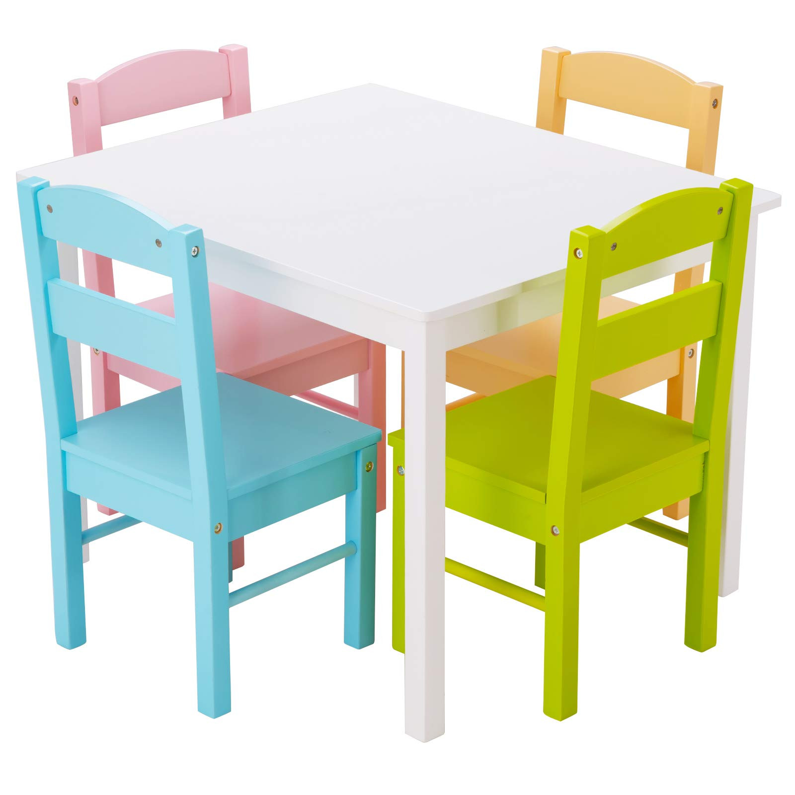 Costzon Kids Table and Chair Set, 5 Piece Wood Activity Table & Chairs for Children Arts, Crafts,... | Amazon (US)