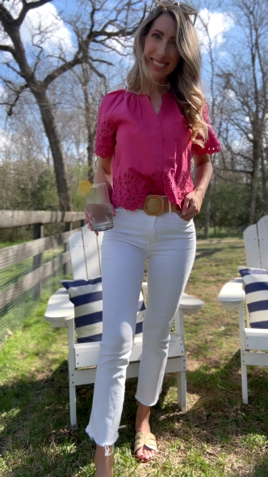 Absolutely in love with this eyelet top from Target! Wearing an XS. And these white mother jeans are a splurge but worth it! Easter outfit, target top, eyelet top, white jeans, southern style, spring style, summer outfit. Glassalwaysfull 

#LTKootd #LTKspringtrends #LTKSeasonal