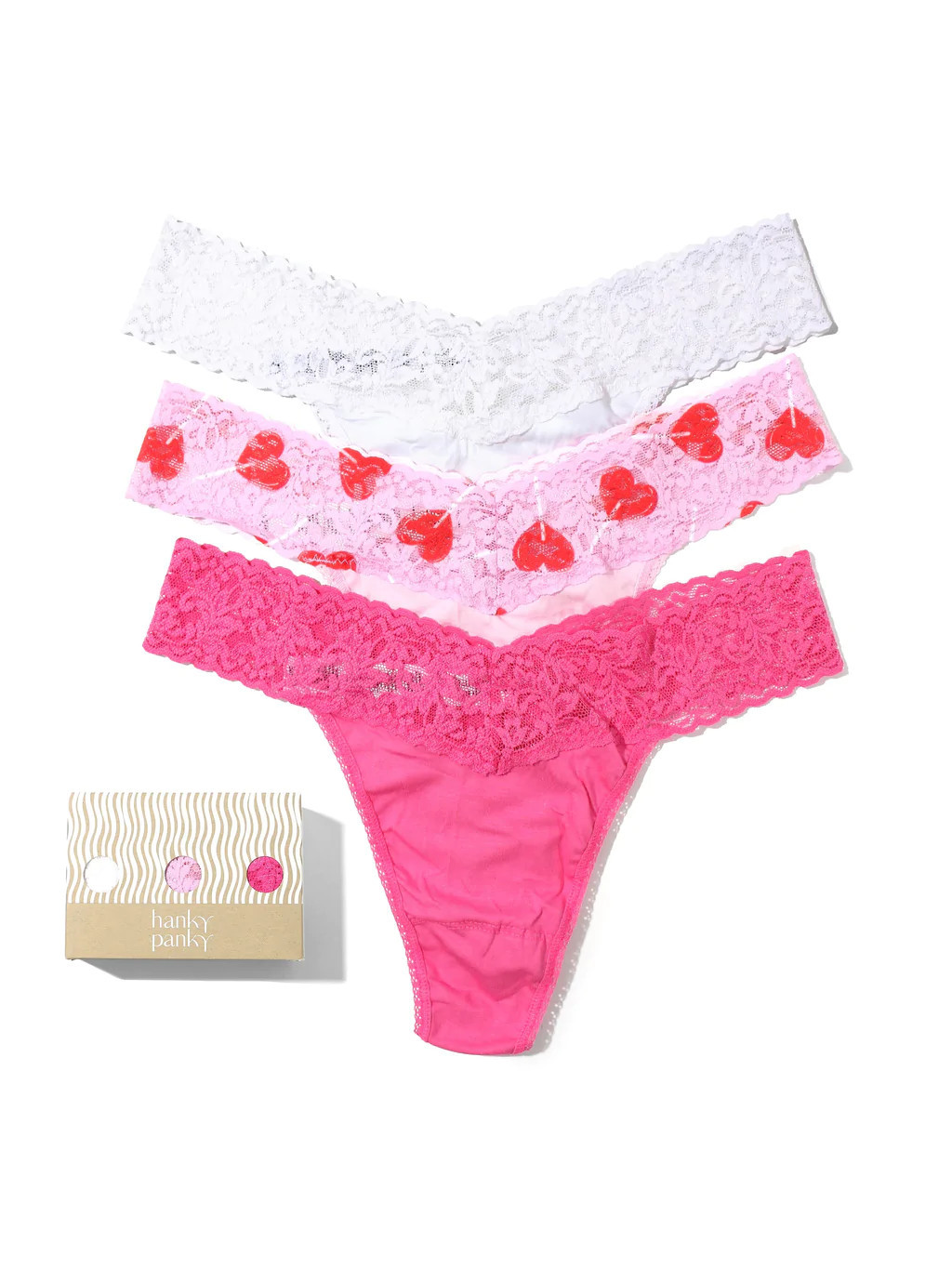 3 Pack SUPIMA® Cotton Original Rise Thongs with Contrast Trim Exclusive | Hanky Panky