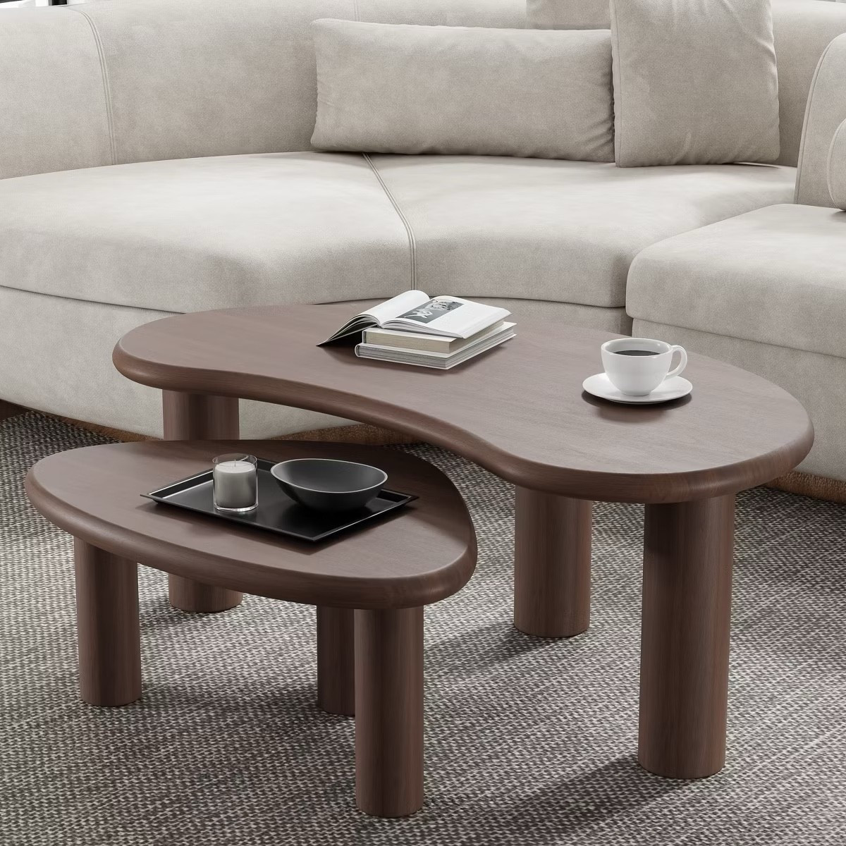 Sculptural and modern with a warm touch. This MAYEERTY solid wood coffee table set from Target features a cashew-shaped design in a rich walnut finish that instantly elevates a living room. Love the nested tables for flexible styling, everyday use, and that organic modern look that pairs perfectly with neutral sofas and textured rugs.
#coffeetable #organicmodern #livingroomdecor #targethome


#LTKSaleAlert #LTKHome
