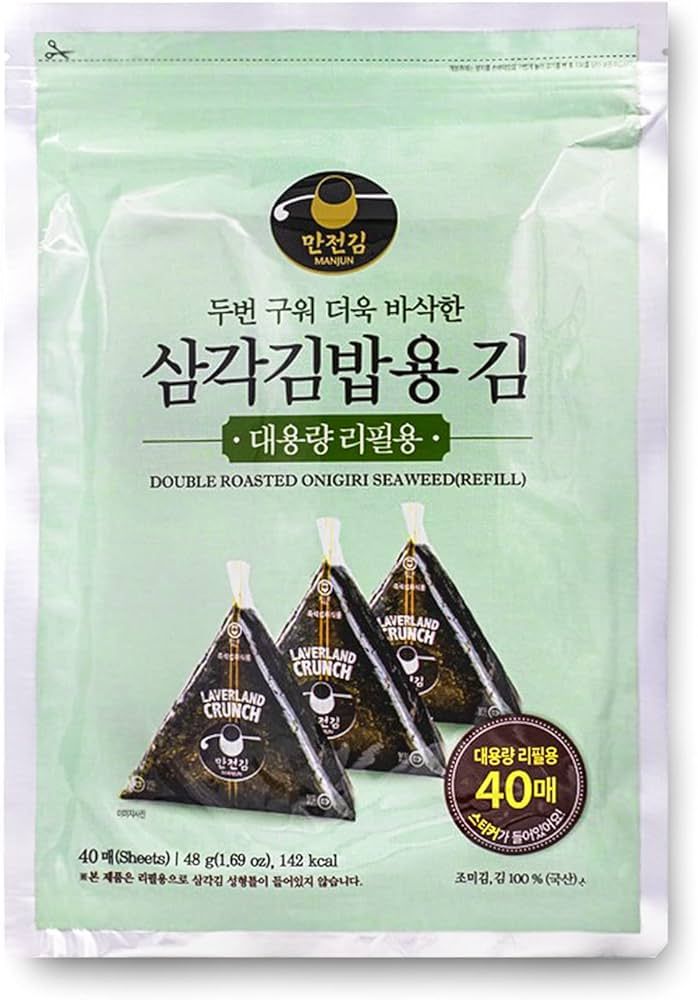 ROM AMERICA Onigiri Nori Sushi Triangle Rice Ball Dried Seaweed Laver Wrappers Refill - 40 Sheets... | Amazon (US)