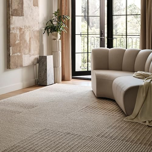 Rugs USA X Frenshe Interiors by Ashley Tisdale 8'6" x 11'6" Montceito Tiled Wool Indoor Area Rug for Living Room, Bedroom, Office, Entryway, Hallway, Ivory | Amazon (US)