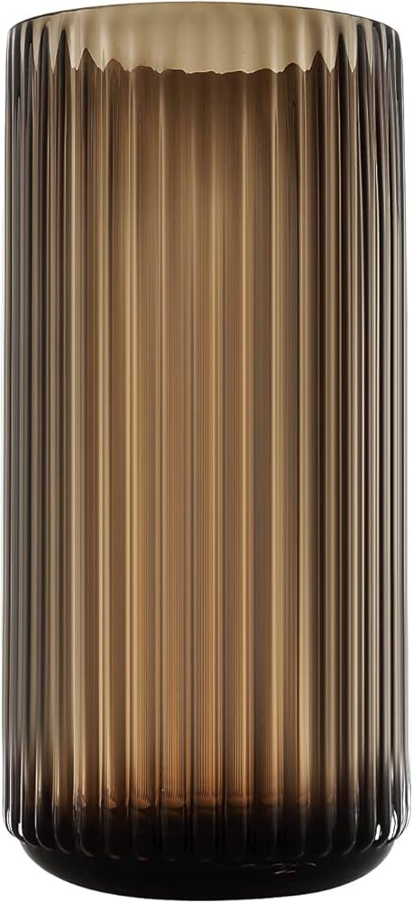 Large Cylinder Ribbed Brown Glass Flower Vase for Farmhouse Dining Table Centerpieces Decor | Amazon (US)